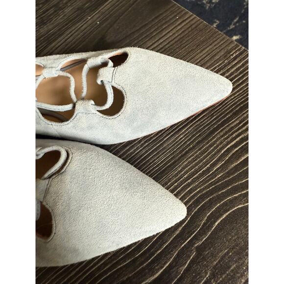 Coach Justine Ice Blue Suede Flat Lace Up Ankle Flats Sz. 9 - Picture 7 of 8